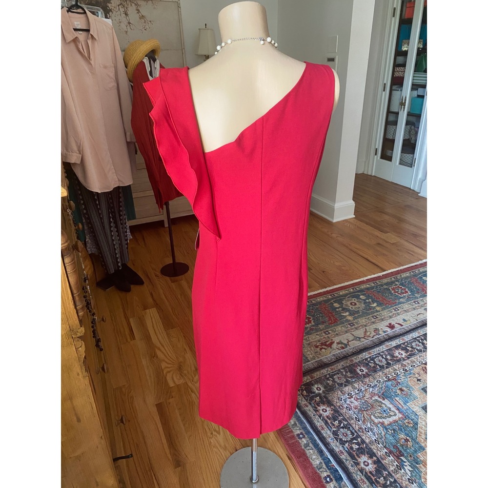 Emma & Michele Red Ruffle Rosette Sheath Dress Sleeveless Size 8 NWT - Picture 12 of 15